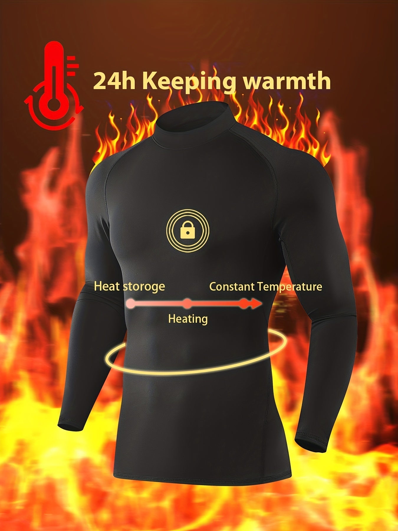 5 Pack Men's Thermal Compression Shirt Fleece Lined Long Sleeve